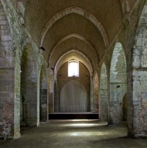 General view of the interior of the abbey church from the nave