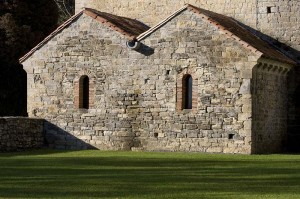 The two chapels on the south wing of the abbey church seen from the garden.