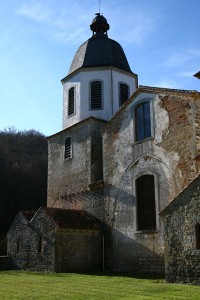 zoom on the bell-tower of the abbey.