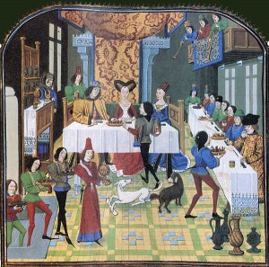 scène de banquet médiéval